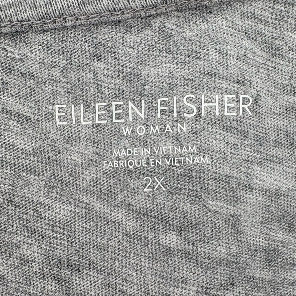 Eileen Fisher sz 2X Dark Pearl Gray Organic Cotton Elbow-Sleeve T-Shirt Dark New - Picture 5 of 12